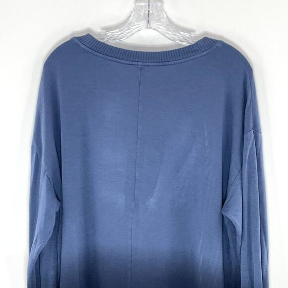 Splendid Top Women XXL Ombre Blue Long Sleeve Stretch Knit Round Neck NEW - Picture 6 of 10